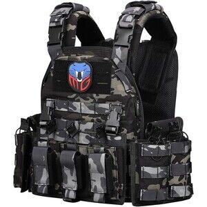 MGFLASHFORCE Tactical Vest Molle Airsoft Vest for Men Black Camouflage New
